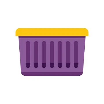 Empty laundry basket with yellow lid isolated on white background Stock Illustration