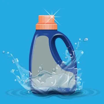 Empty Laundry detergent package design, blue container bottle isolated Stock Illustration