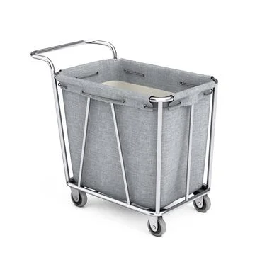 Empty Laundry Trolley Cart Room Service Tool and Equipment. 3d Rendering Ilustração Stock