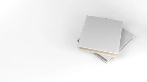 Empty layout of a hardcover white book isolated on a white background. 3D Illustrazione stock
