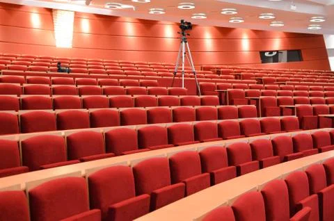 Empty lecture hall with cameras Stock Photos