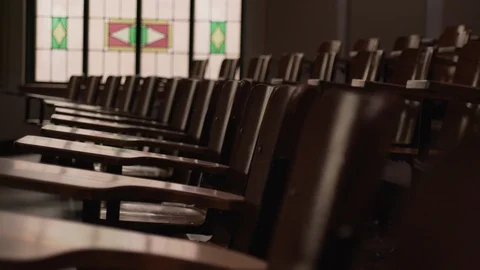 Empty lecture hall with no in person learning or students Video stock 110170655