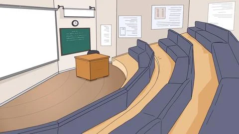 Empty Lecture Hall with Whiteboard and Chalkboard Stock Illustration