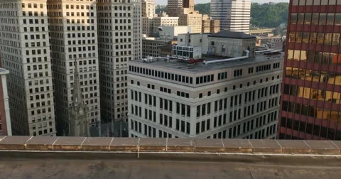 Empty Ledge at Top of Tall Pittsburgh Building Stock Footage 49863469