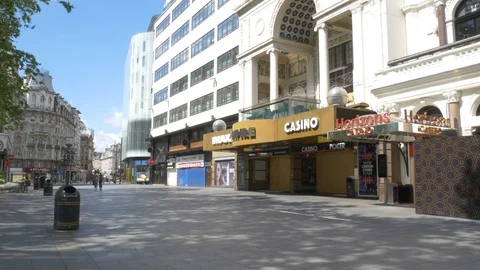 Empty Leicester Square in London during Coronavirus Pandemic Stock Footage 129503579