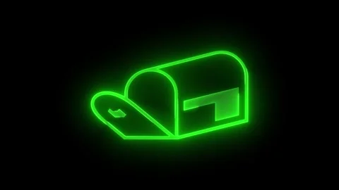 Empty letter box icon glowing neon green color animation black background Stock Footage 273879844