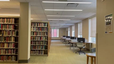 Empty library college campus 4k Quality video Stock Footage