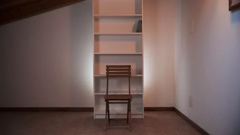 Empty library, no books, in a room Stock Footage 129039100