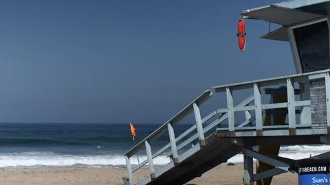 Empty Lifeguard Tower Stock Footage 92874479