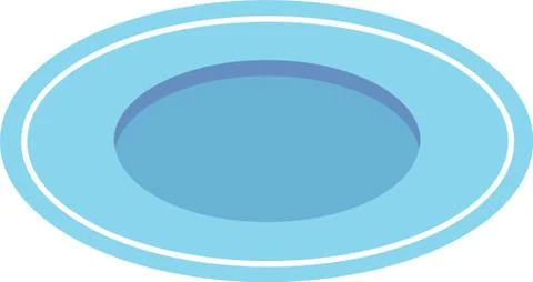 Empty light blue plate isolated on white background. View from above. Vector Stock Illustration