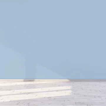 Empty light blue wall and sunlight through window in a nursery concept room.. Stock Illustration