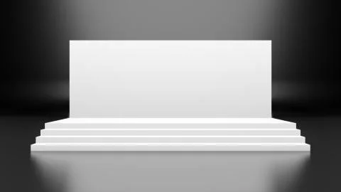 Empty light cinema screen in studio. 3D Rendering Stock Illustration