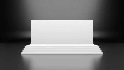 Empty light cinema screen in studio. 3D Rendering Stock Illustration