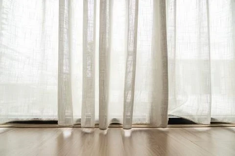 Empty light filtering curtains Stock-Fotos