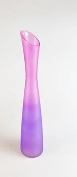 Empty lilac vase on a white background. Vase in a modern style with a trunc.. Stock Photos
