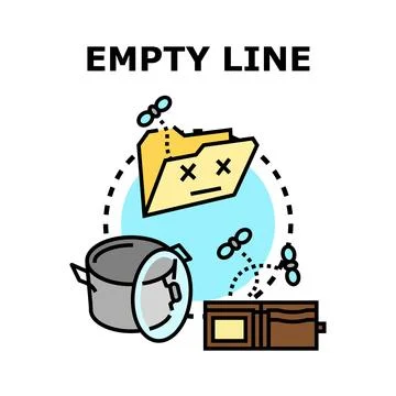 Empty line concept with file folder and trash Ilustração Stock