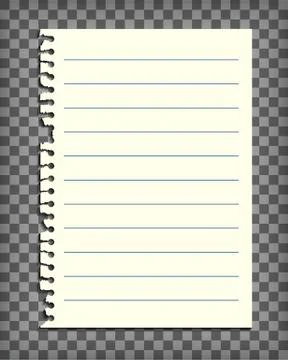 Empty lined note book page with torn edge Stock Illustration