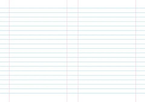 Empty lined page notebook school blank pad, vector background. blue striped Stock Illustration