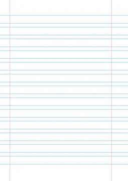 Empty lined page notebook school blank pad, vector background. blue striped Stock Illustration