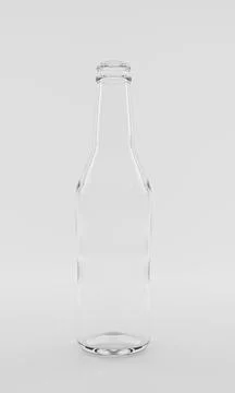Empty liquor bottle on a white background. Front view of empty clear glass bo Stock Illustration