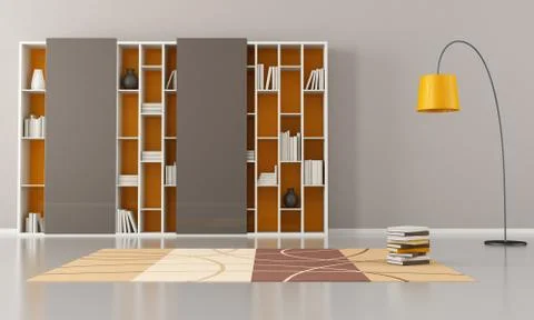 Empty living room with bookcase Stock Illustration