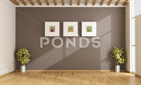 Empty living room with brown wall Stock Illustration