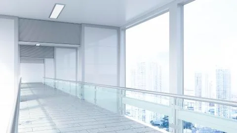 Empty lobby in a modern office building, 3D Rendering Ilustración de archivo