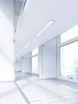 Empty lobby in a modern office building, 3D Rendering Stock Illustration