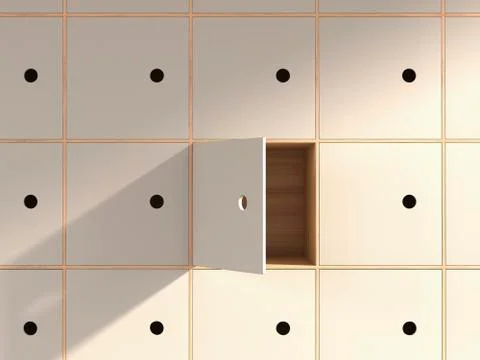 Empty locker with open door, 3D Rendering Stock Illustration