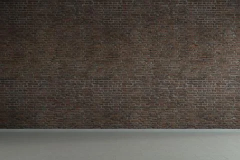 Empty loft industrial grunge interior with old brick wall. 3d rendering Stock Illustration