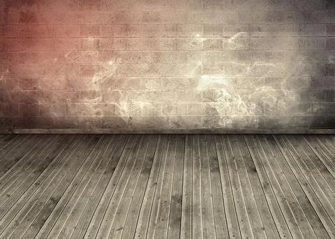 Empty loft studio interior is being shown in flat design, featuring wood floor Stock Illustration