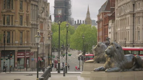 Empty London - View From Trafalgar Square - 3rd May 2020 Stock Footage