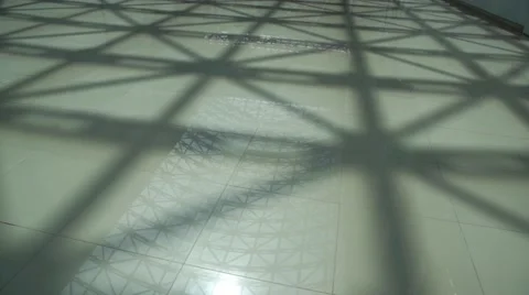 Empty long corridor in the modern office building with steel structure roof Stock Footage 67468618