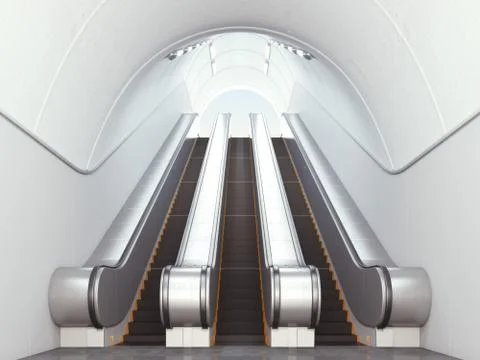 Empty long escalators イラスト素材