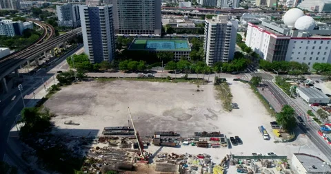 Empty lot being prepared for development in downtown Miami Stock Footage 196775156