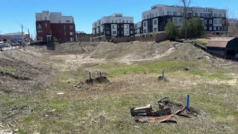 Empty lot prepared for construction Stock Footage 307805356