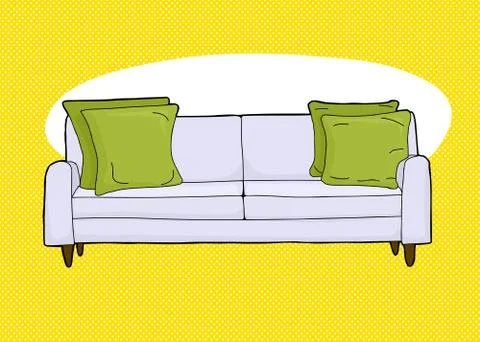 Empty Loveseat Over Yellow Stock Illustration