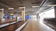 Empty Luggage Claim Area At Amsterdam Schiphol Airport Due To Corona Stock Footage