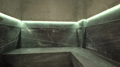 Empty Luxury Hammam Interior With Marble Stone Seating Vidéo 326661754