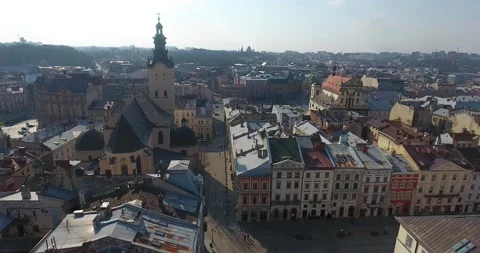 Empty Lviv. The city is in quarantine. Empty streets. Covid-19 Stock Footage 130973401