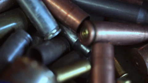 The empty machine gun shells. Stock Footage 142531570