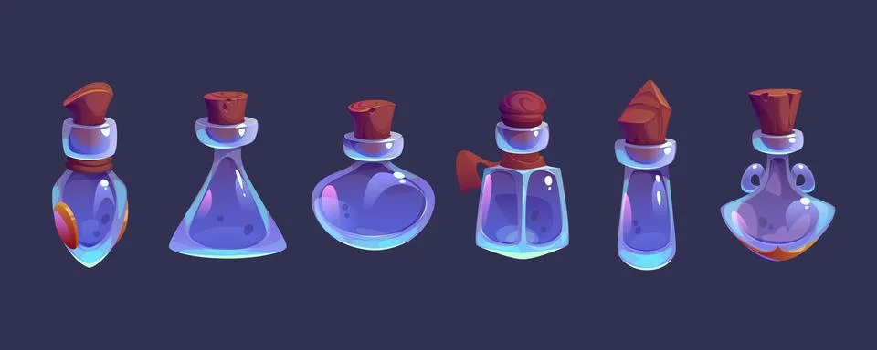 Empty magic potion bottle for fantasy game cartoon Stock Illustration