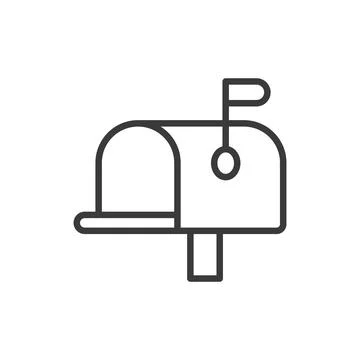 Empty Mailbox, icon in line design. Empty, mailbox, inbox, mail, no, message Stock Illustration