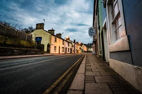Empty main road (A6071) in Brampton, Cumbria Stock Photos