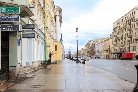 Empty main road in the city. Stock Photos