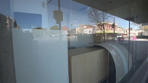 Empty mainstreet shops Stock Footage 82655514