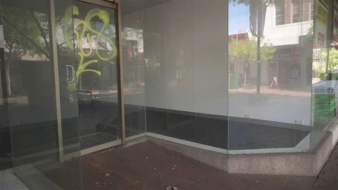 Empty mainstreet shops Stock Footage 82657542