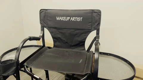 Empty Makeup Chair in A Video Recording Studio Stock Footage 228783098