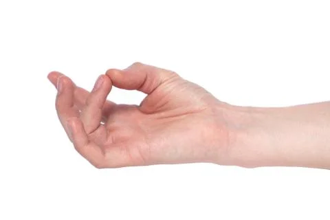 Empty male hand making gesture like holding something isolated on white backg Stock Photos