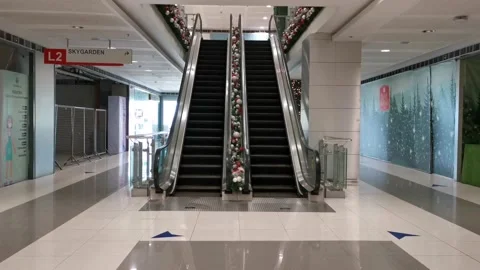 Empty Mall Area and Hallways Stock Footage 167042632